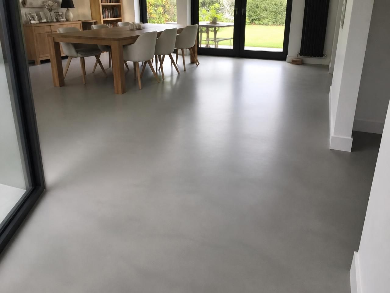 Natural Oak Wood Effect Porcelain Plank Floor Tiles 200x1200mm laid in an open plan dining room, installed in 200x1200mm